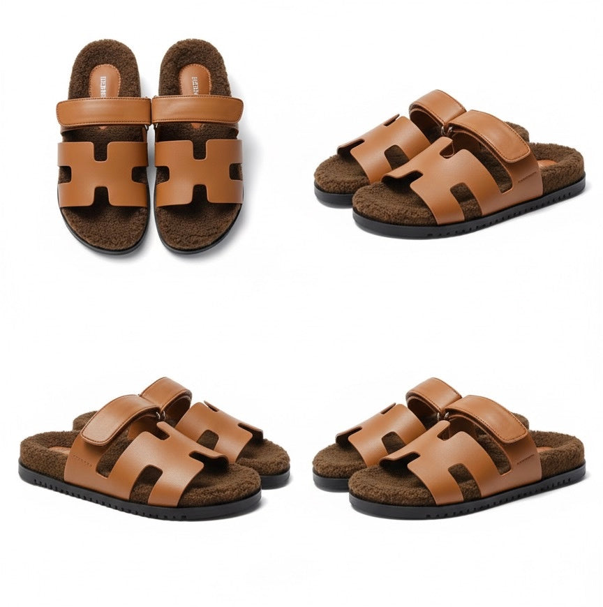 Hermes Chypre Sandals Fur-Lined