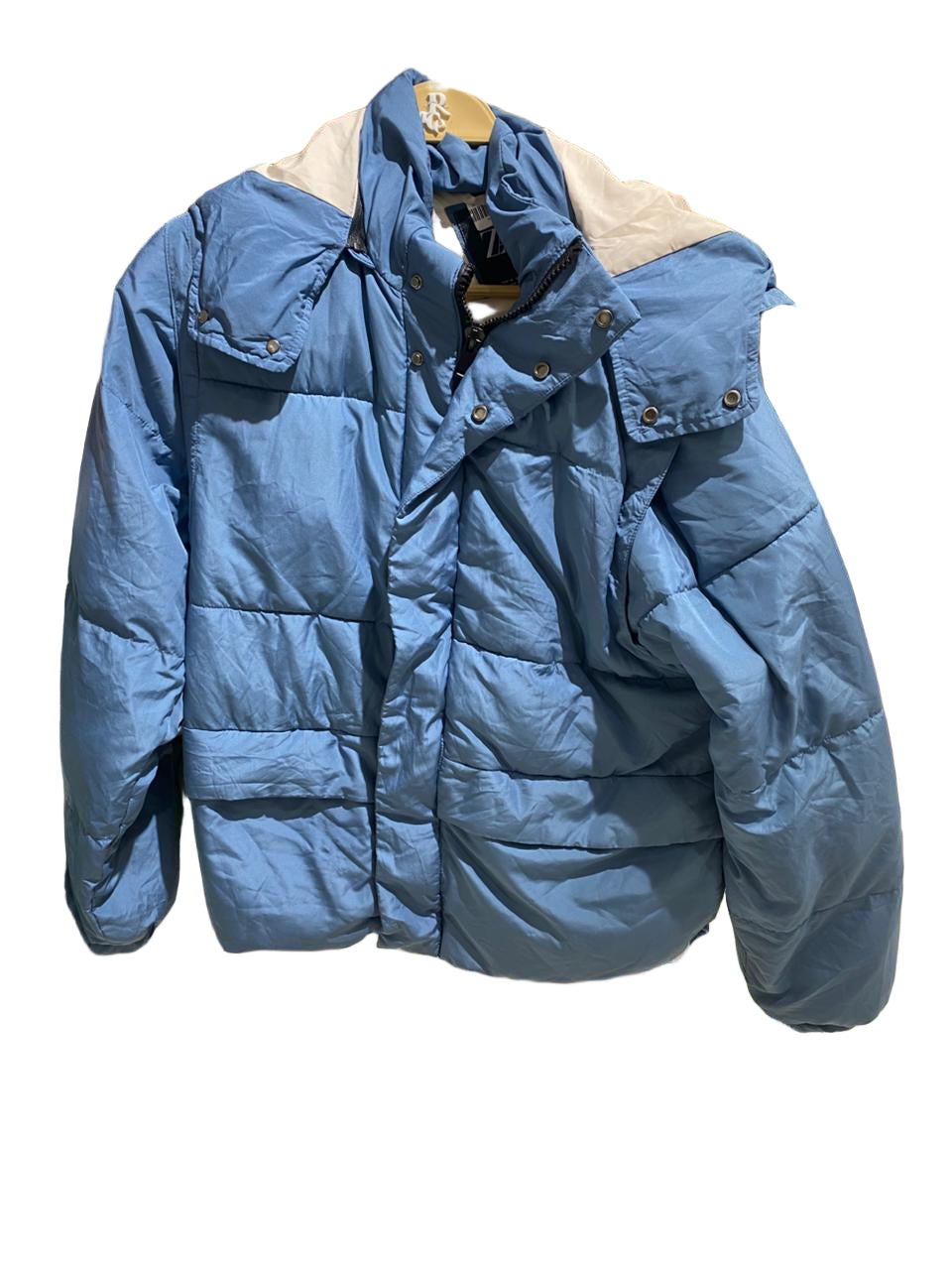 Blue puffer jacket