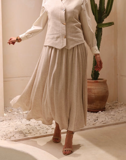 Beige Vest linen Set