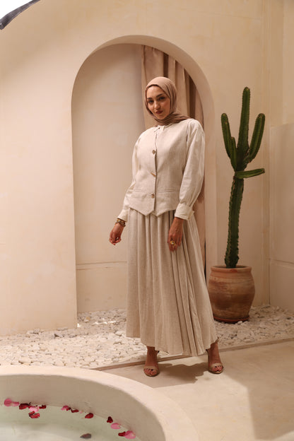 Beige Vest linen Set