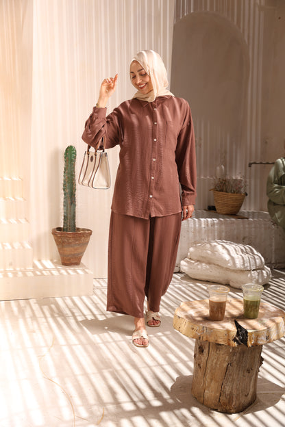 Brown Linen Balloon Pants